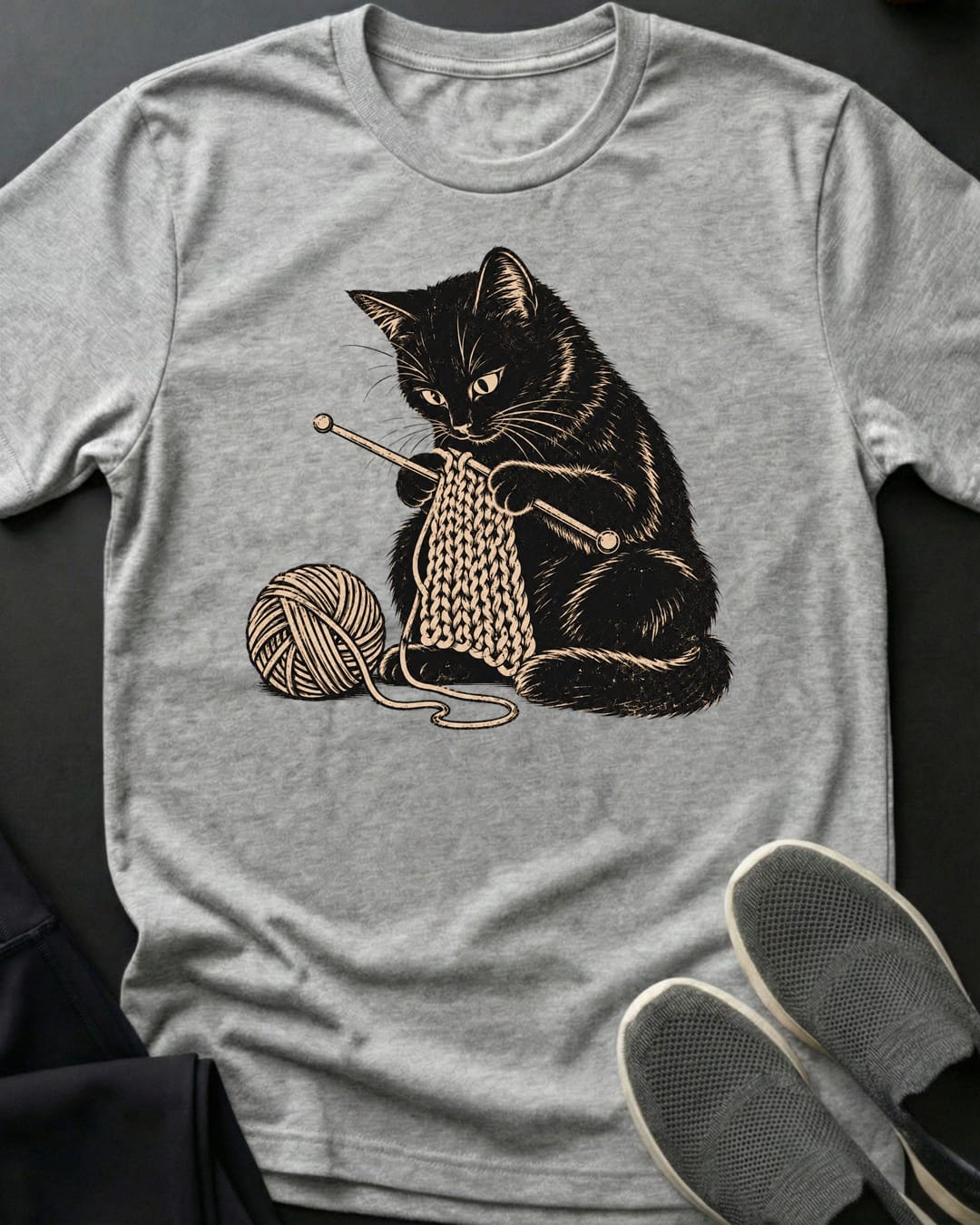 Knitting Kitty Tee