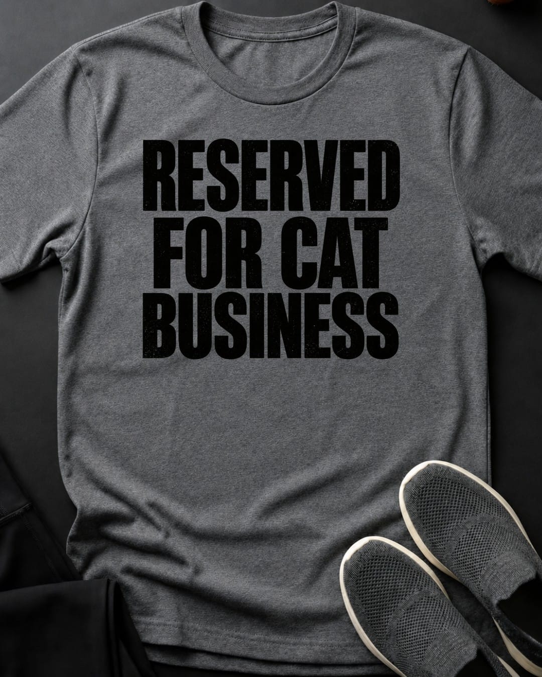 Cat Business Tee in Graphite Heather