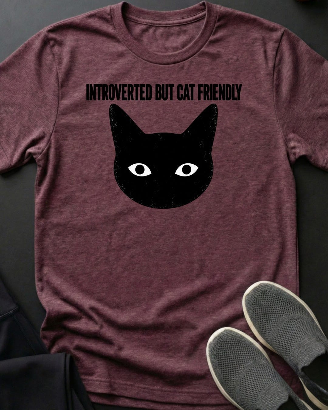 Cat Friendly Tee in Heather Maroon
