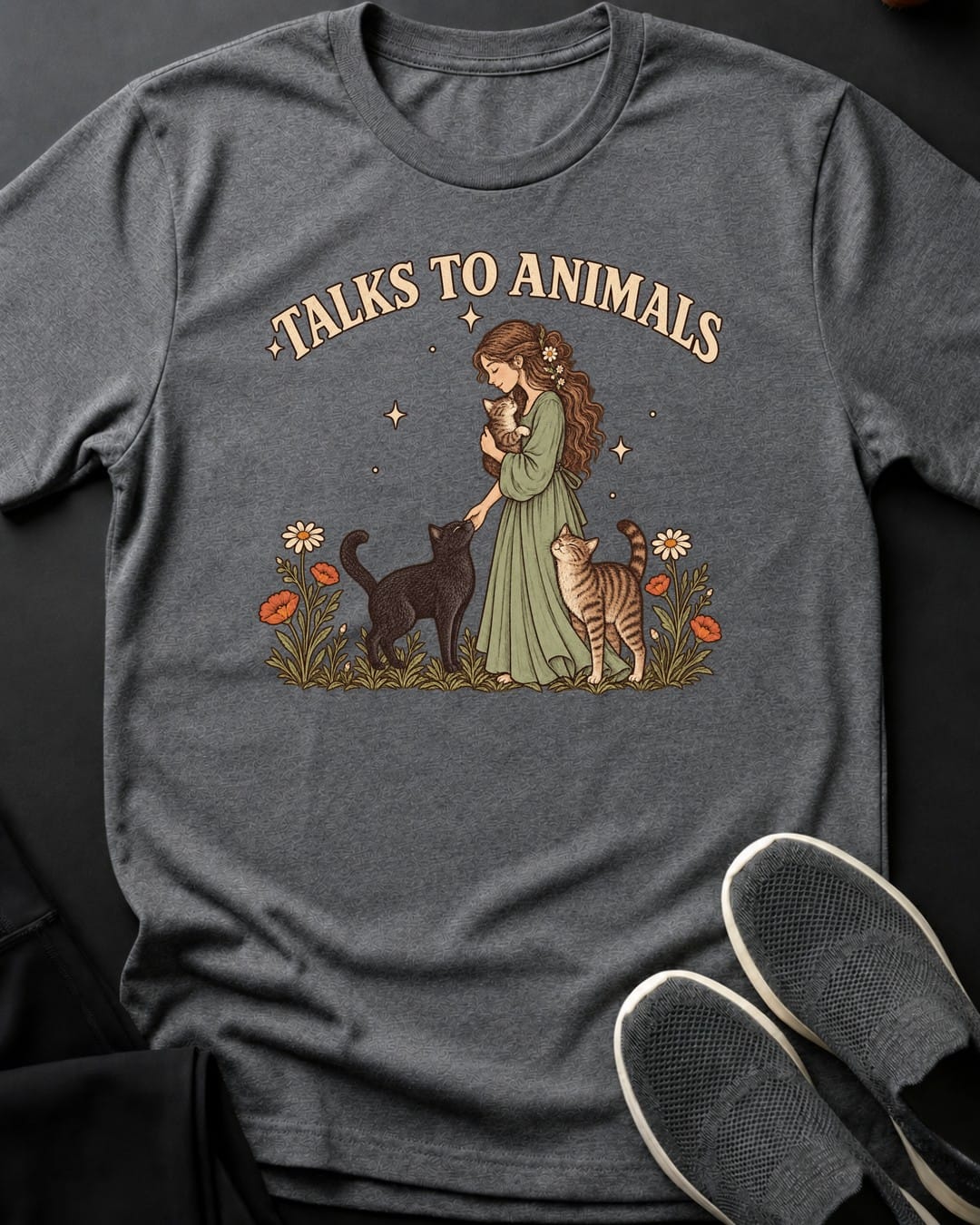 Talks To Animals Tee in Graphite Heather