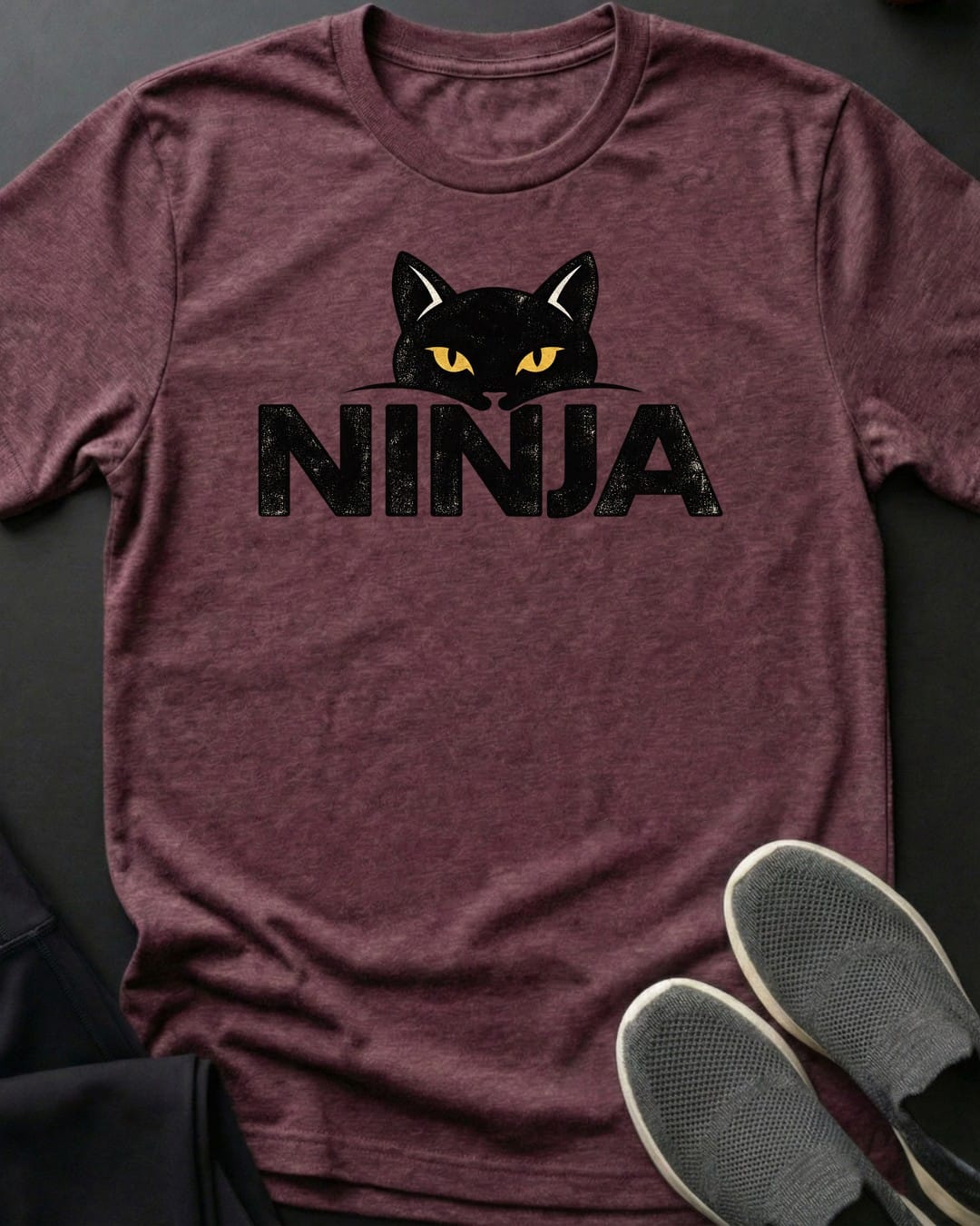 Ninja Peek Tee in Heather Maroon