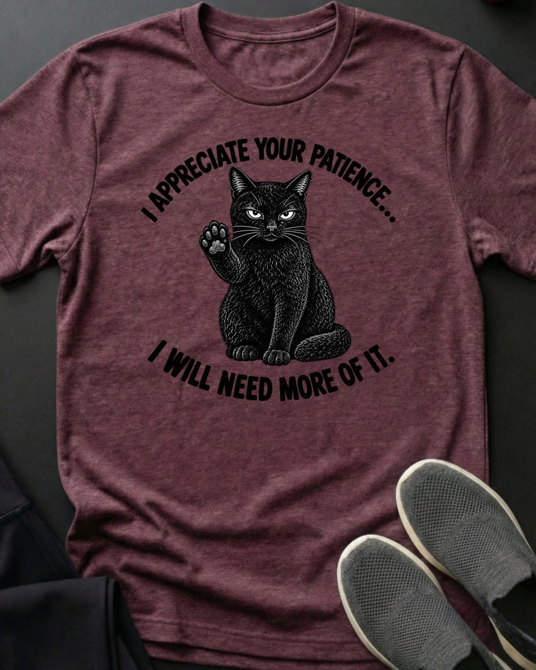 More Patience Tee in Heather Maroon