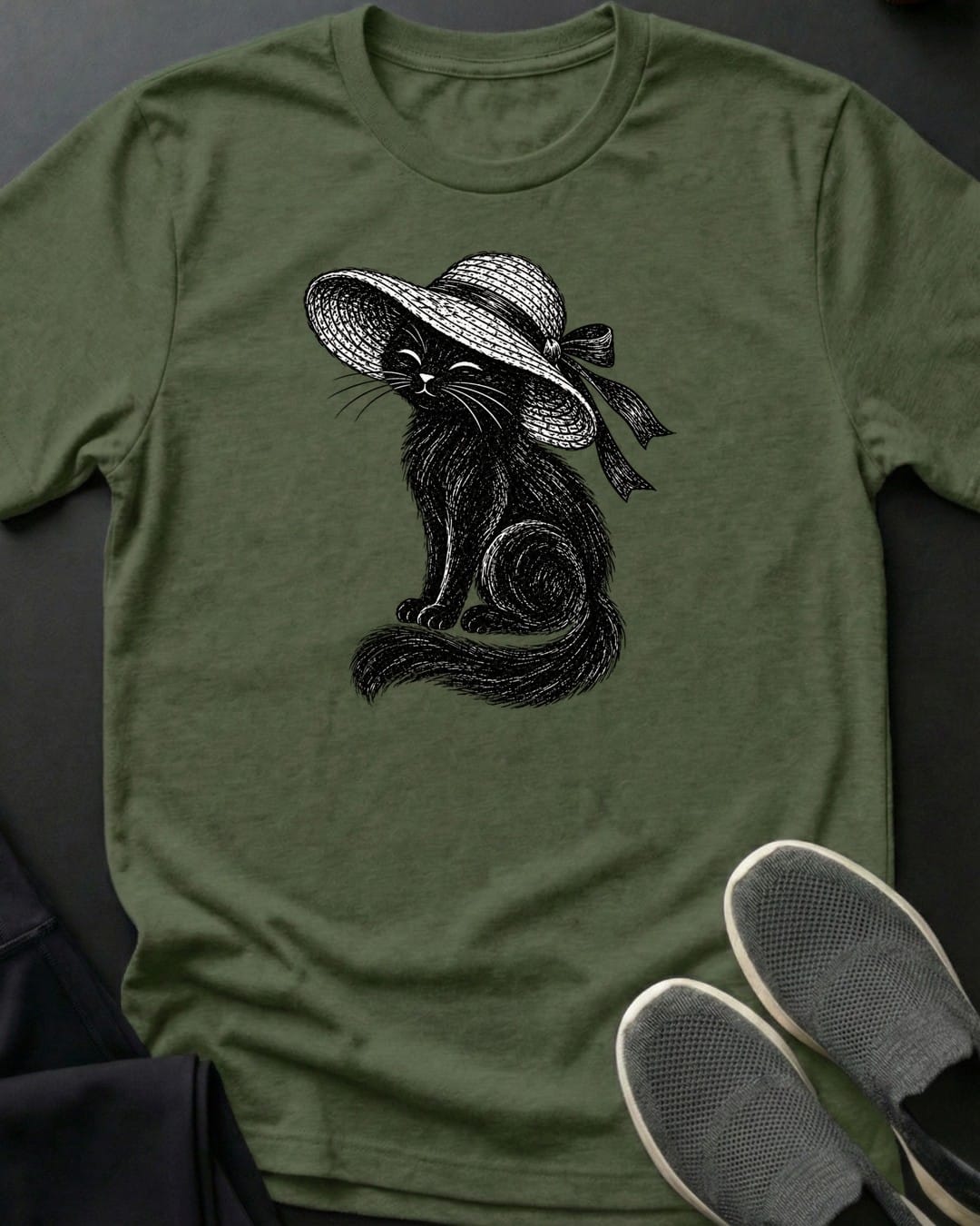 Straw Hat Diva Tee in Military Green