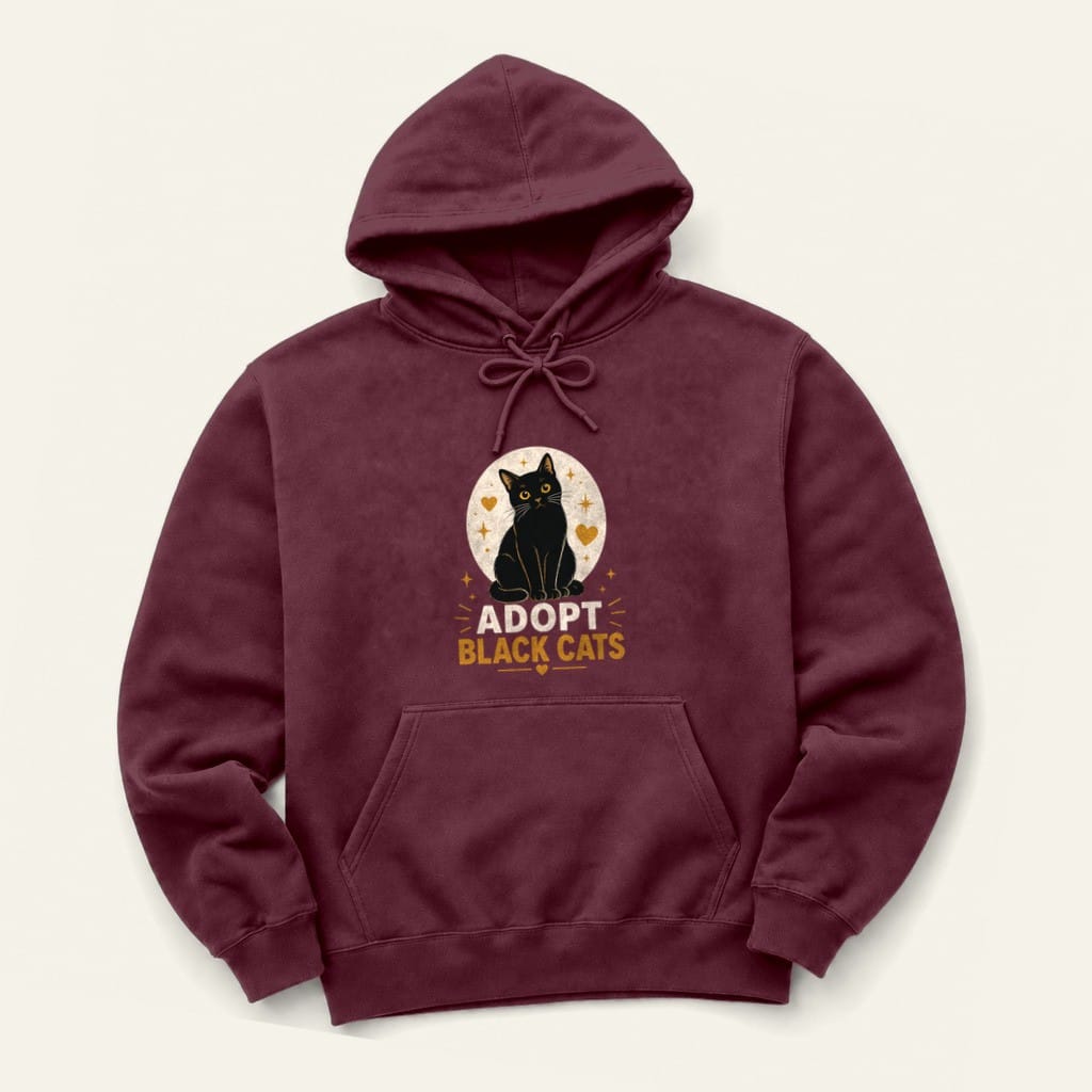 Adopt Black Cats Hoodie in Maroon