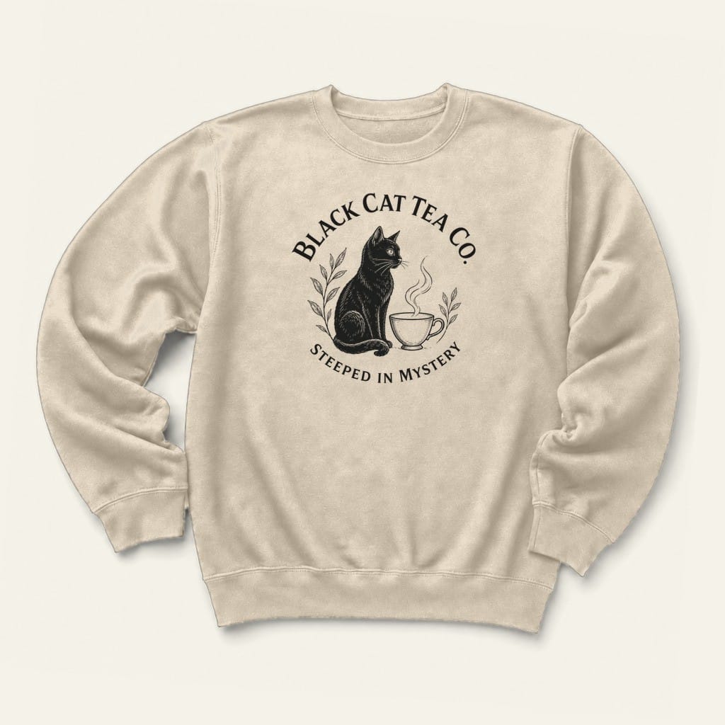 Black Cat Tea Sweatshirt in Sand