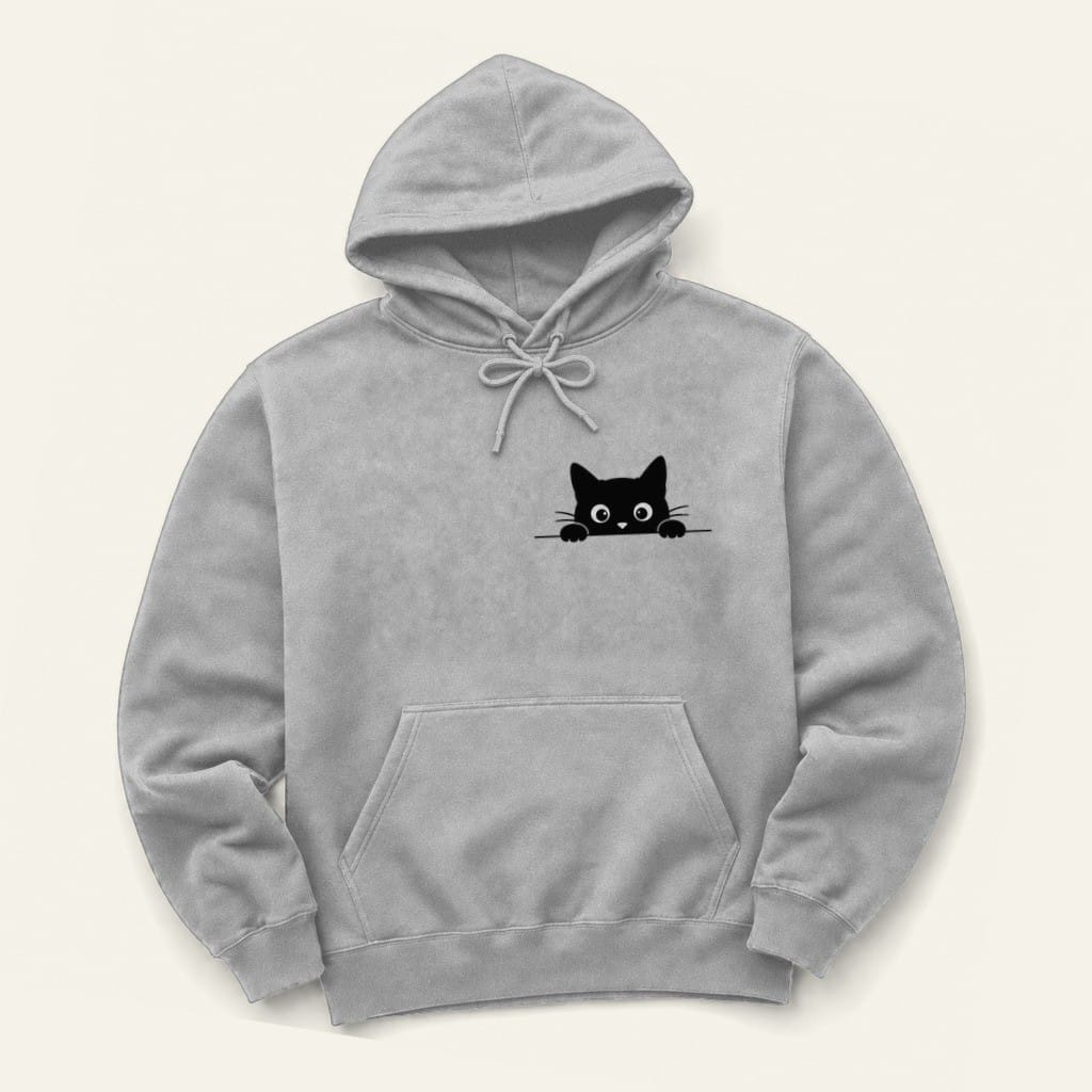 Pocket Kitty Hoodie in Sport Grey