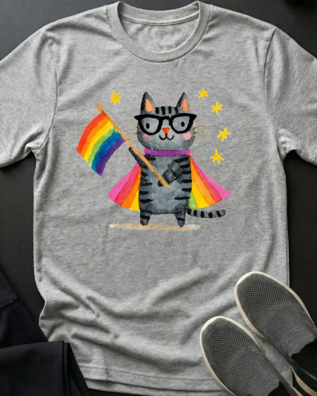 Rainbow Flag Cat Tee