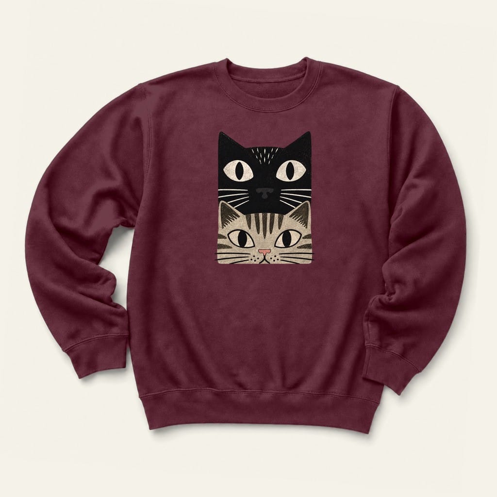 Tabby Cat Stack Sweatshirt in Maroon