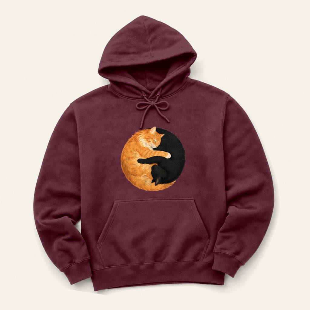 Yin Yang Orange Hoodie in Maroon