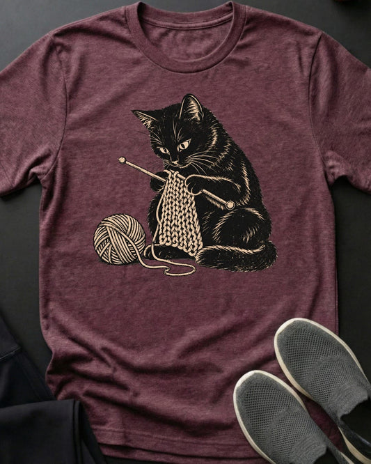 Knitting Kitty Tee