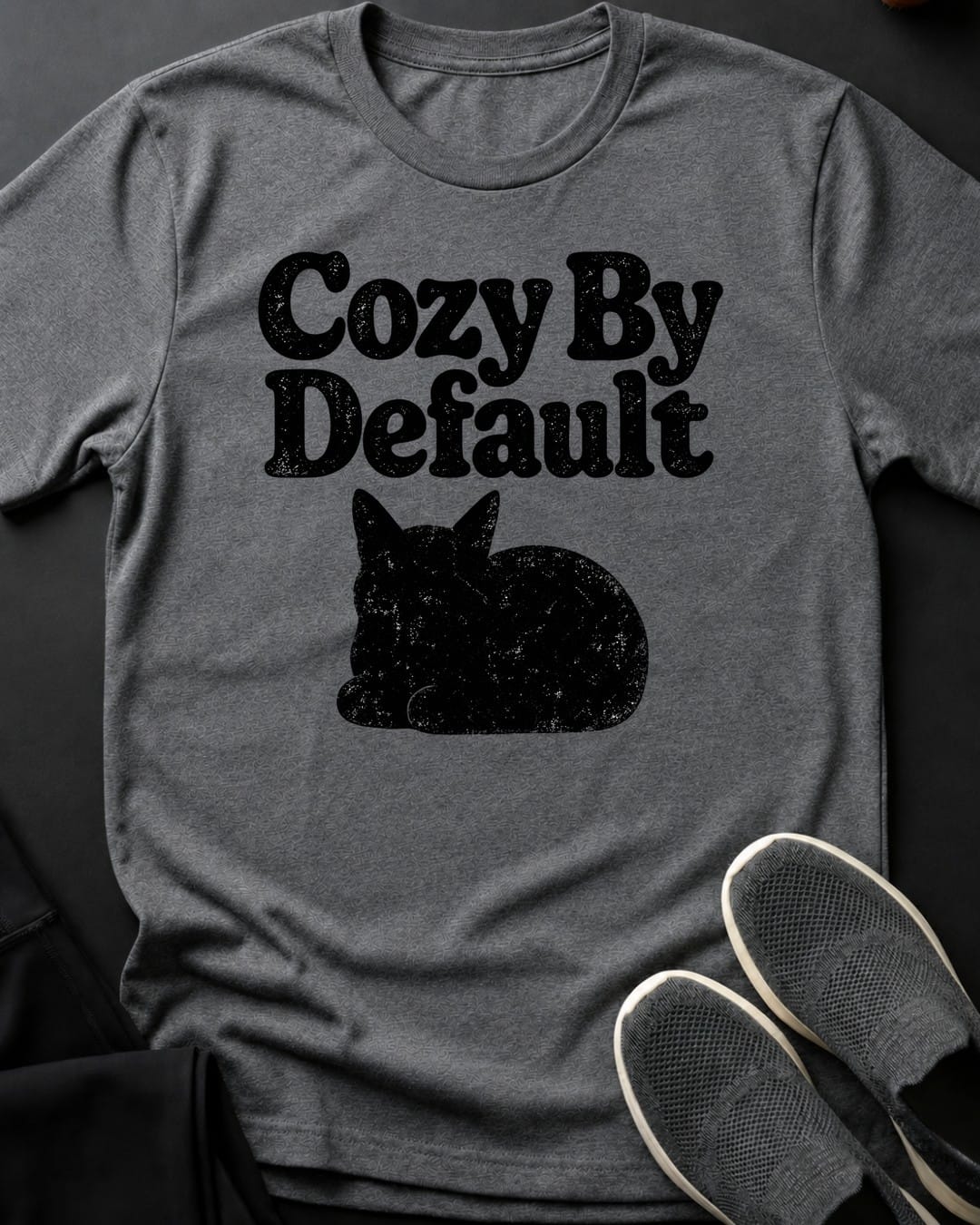 Cozy By Default Tee in Graphite Heather