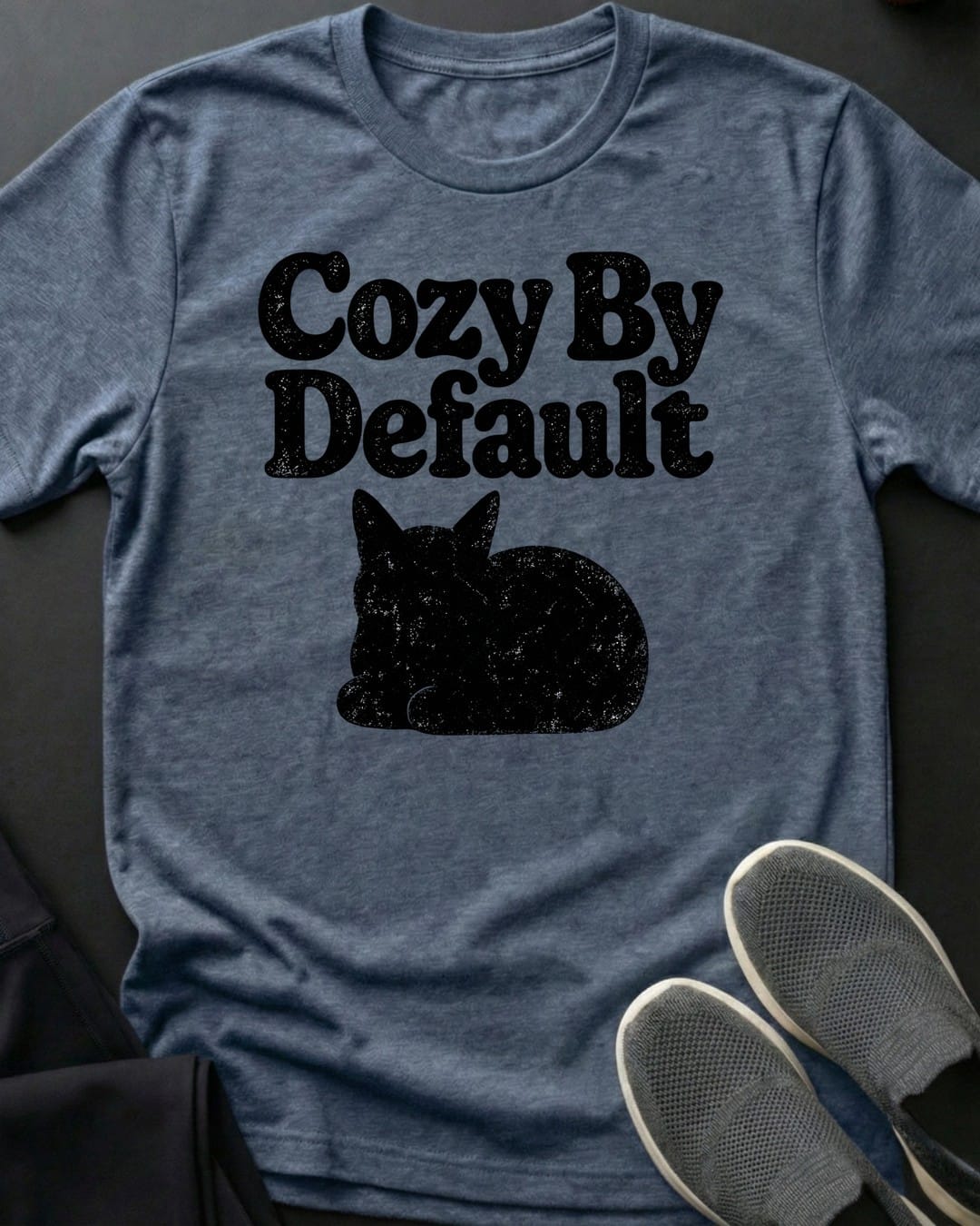 Cozy By Default Tee in Heather Indigo