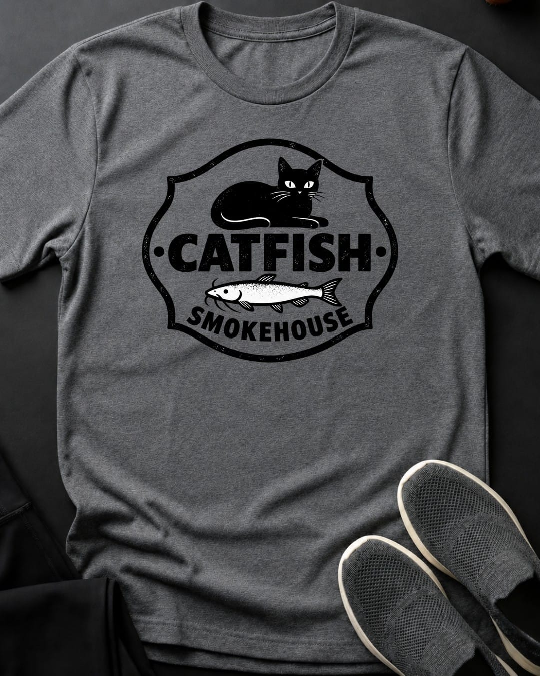 Catfish Smokehouse Tee in Graphite Heather