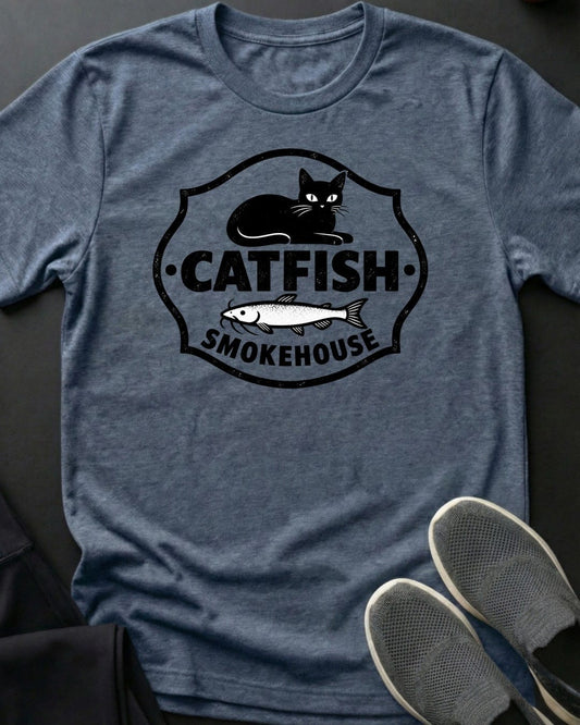 Catfish Smokehouse Tee in Heather Indigo