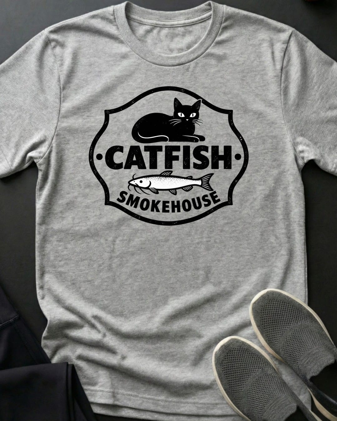 Catfish Smokehouse Tee in Sport Grey
