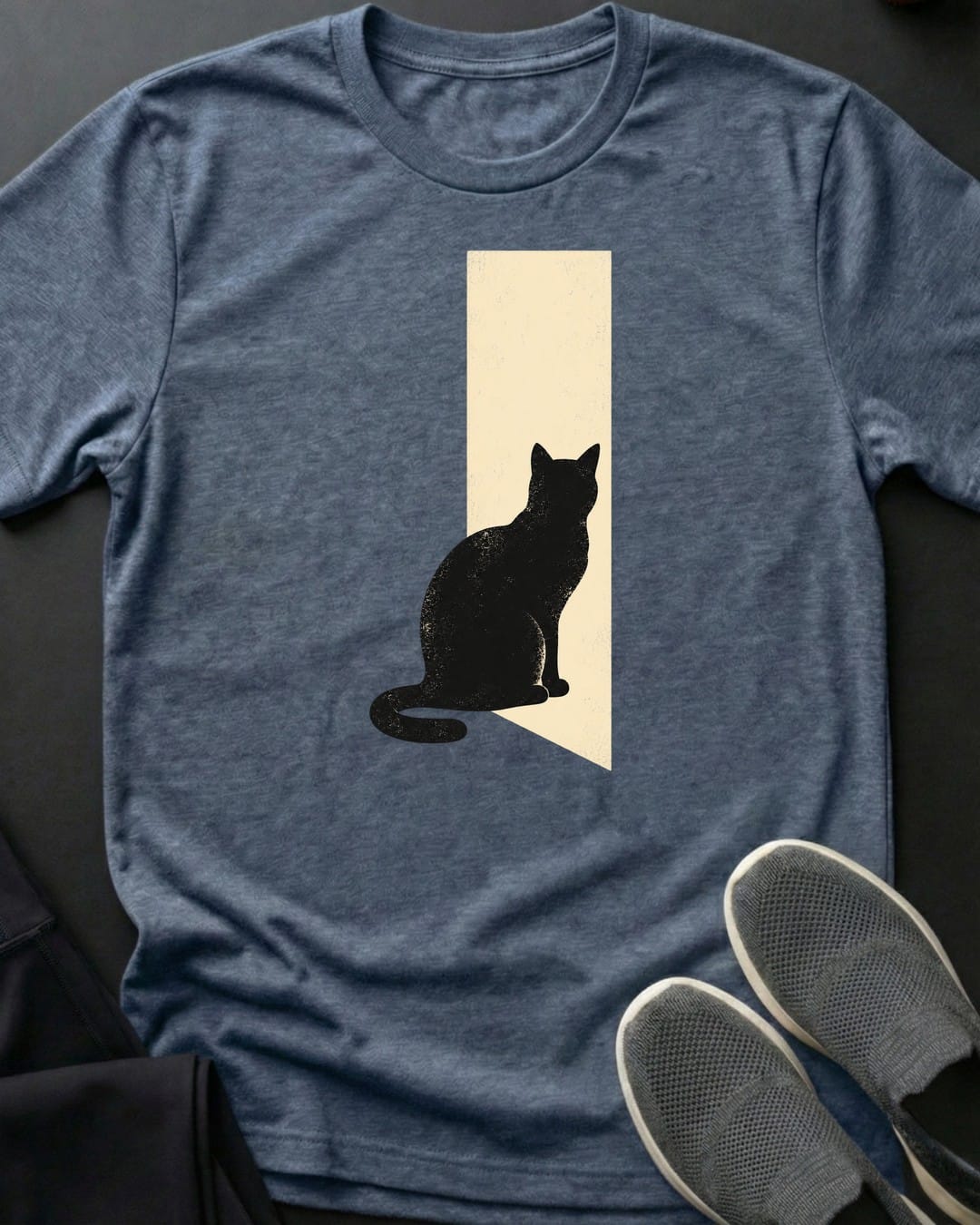 Doorway Cat Tee in Heather Indigo