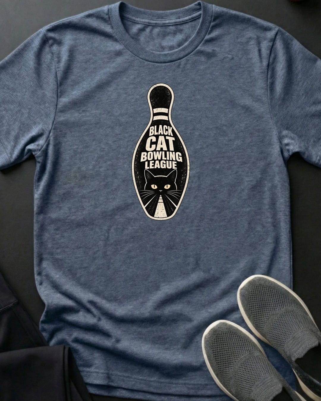 Bowling League Tee in Heather Indigo