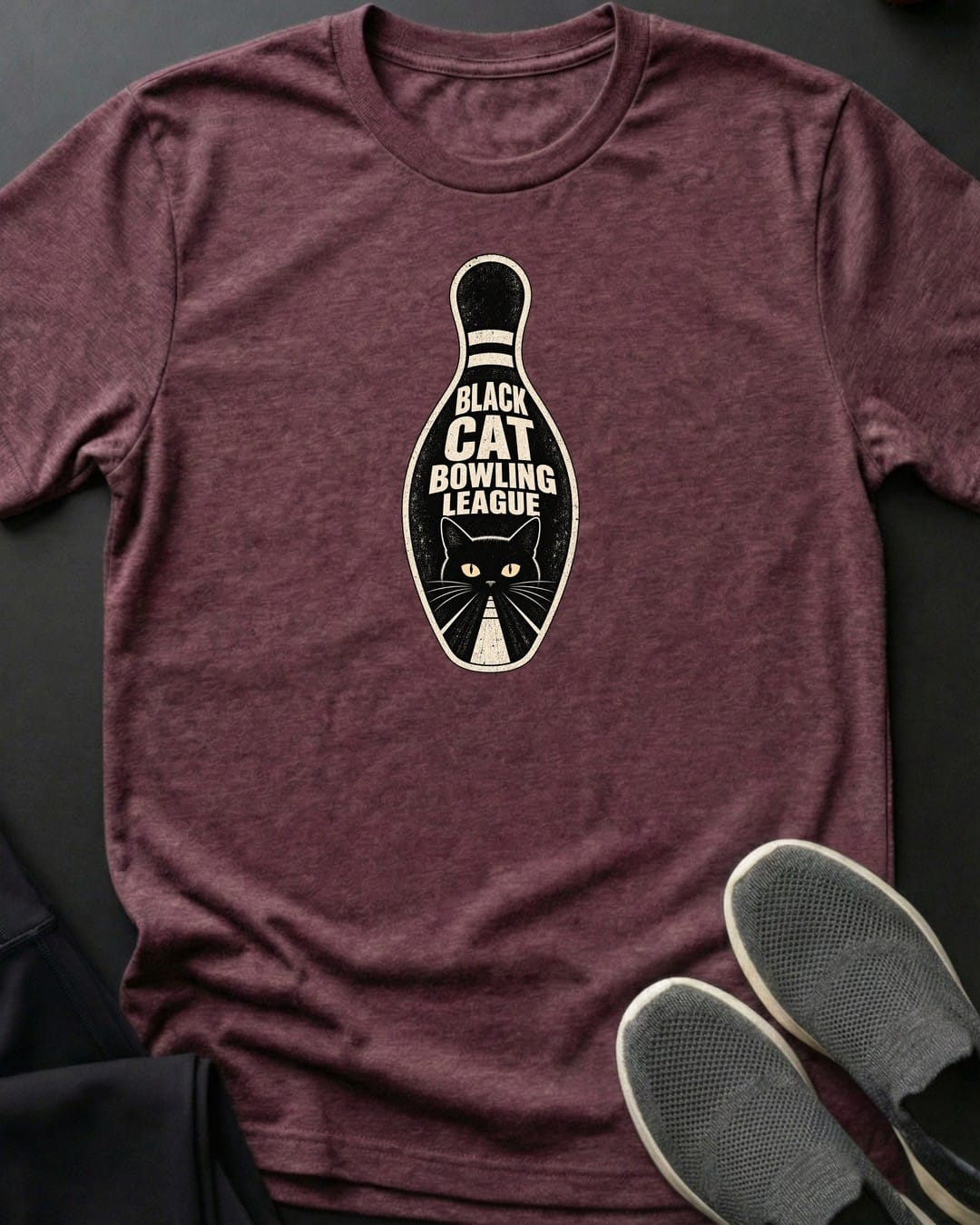 Bowling League Tee in Heather Maroon