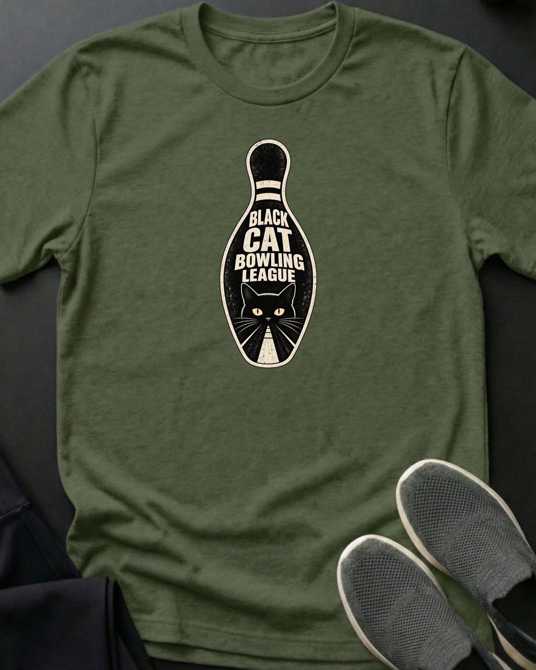 Bowling League Tee in Military Green