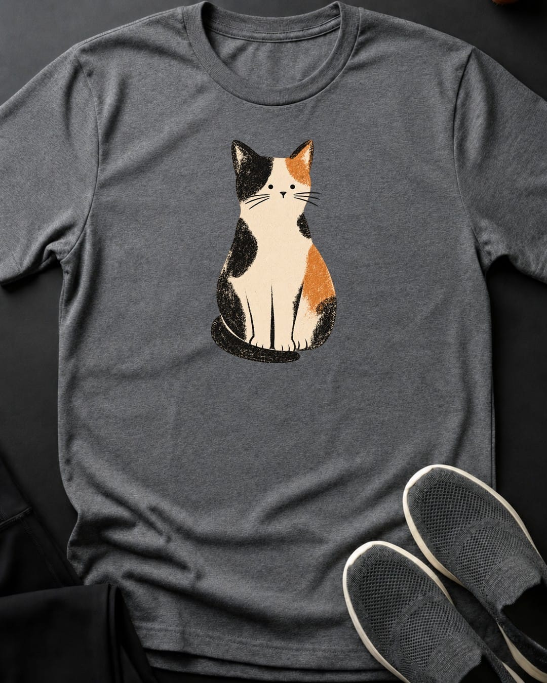 Calico Cat Tee in Graphite Heather