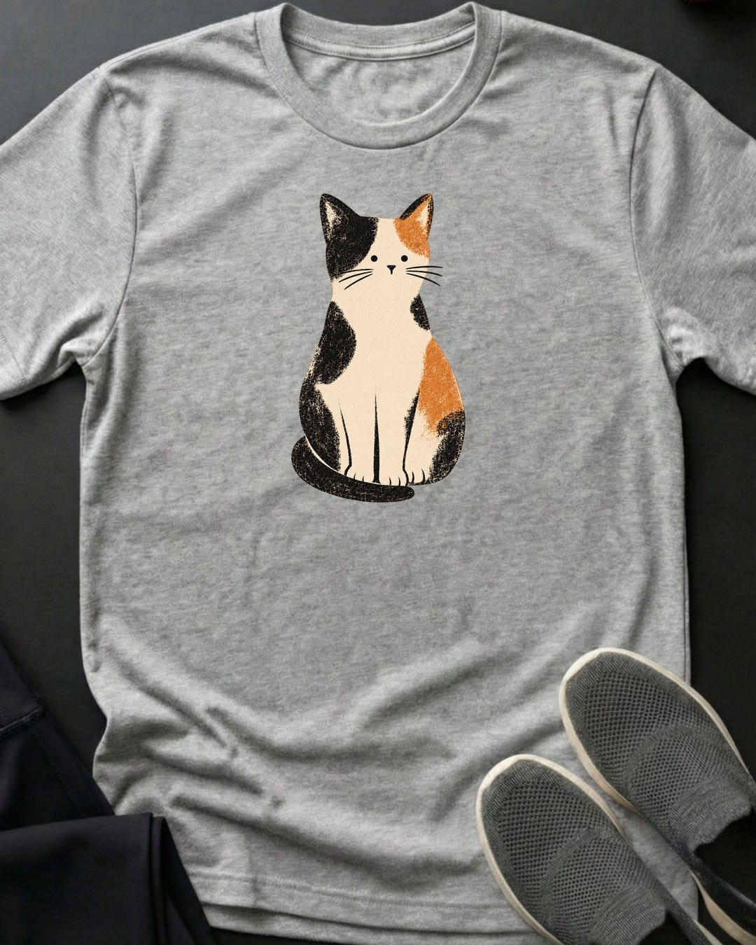Calico Cat Tee in Sport Grey