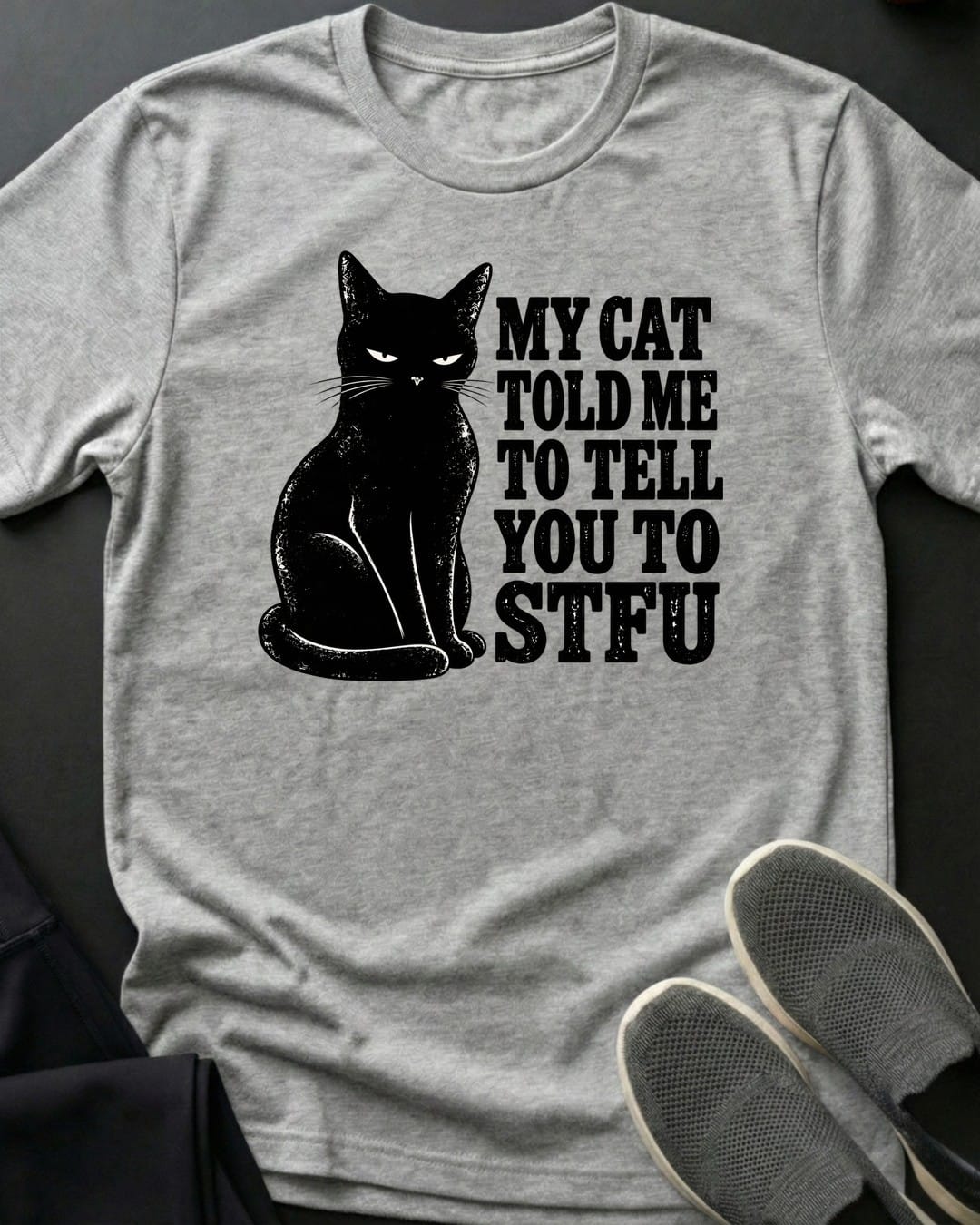 Cat Says STFU Tee in Sport Grey