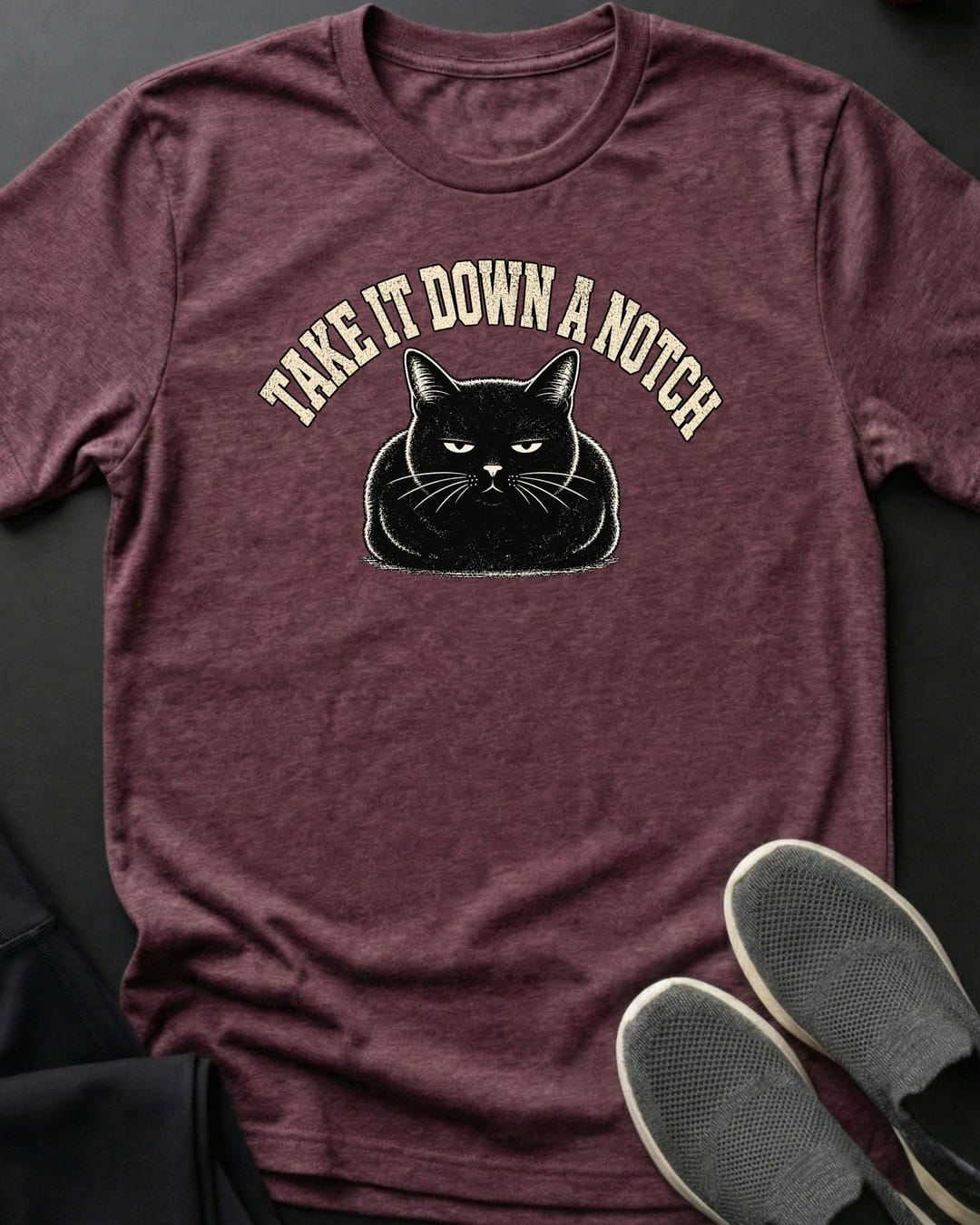 Down A Notch Tee in Heather Maroon