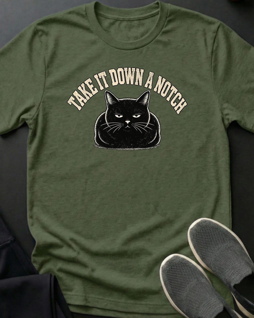Down A Notch Tee in Military Green