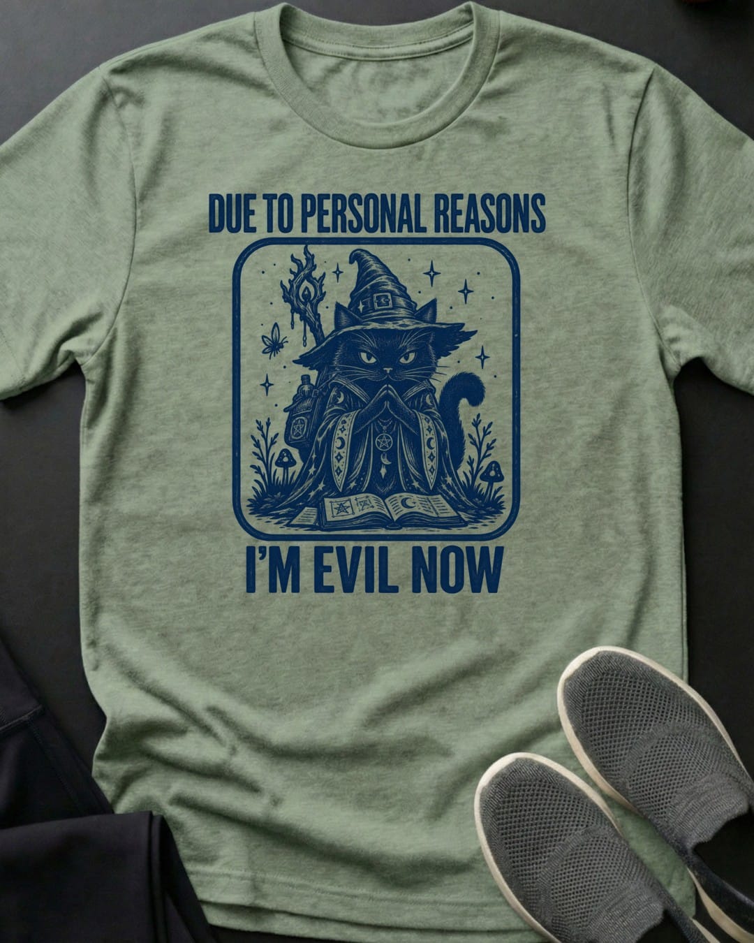 I'm Evil Now Tee in Sage