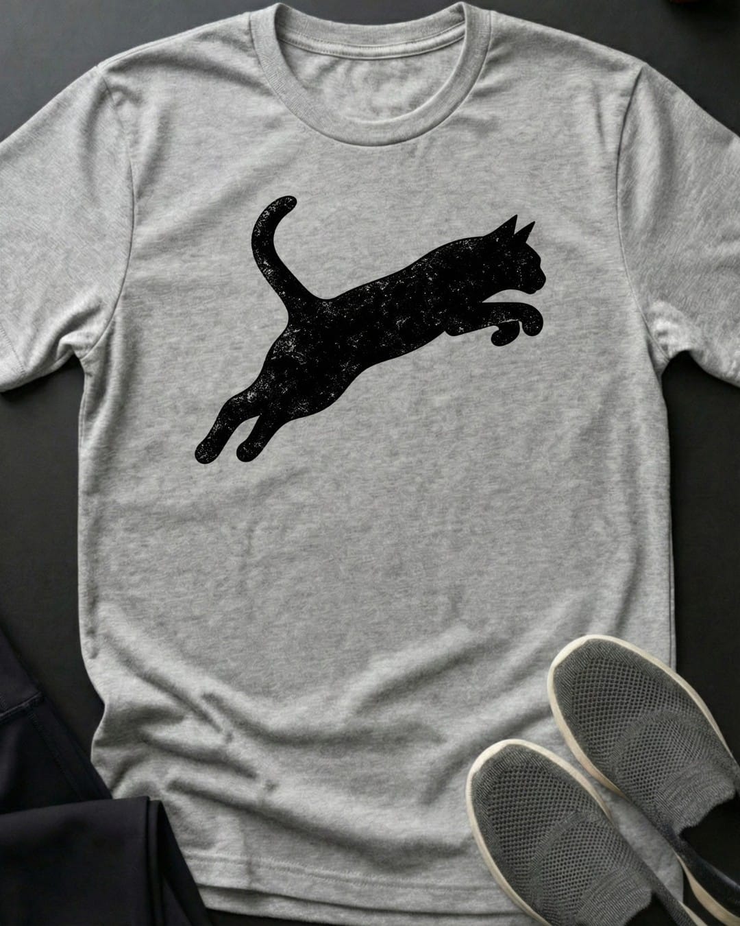 Leaping Cat Tee in Sport Grey