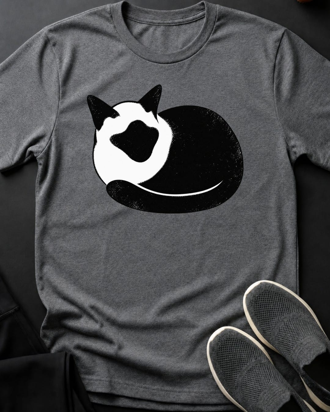 Curled Tuxedo Tee in Graphite Heather