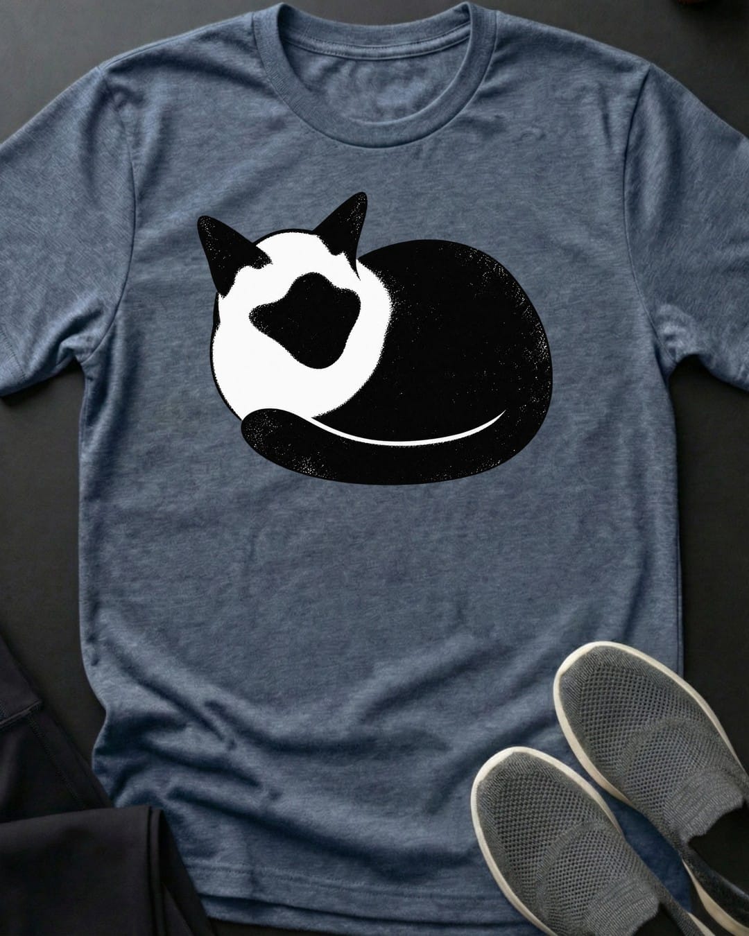 Curled Tuxedo Tee in Heather Indigo