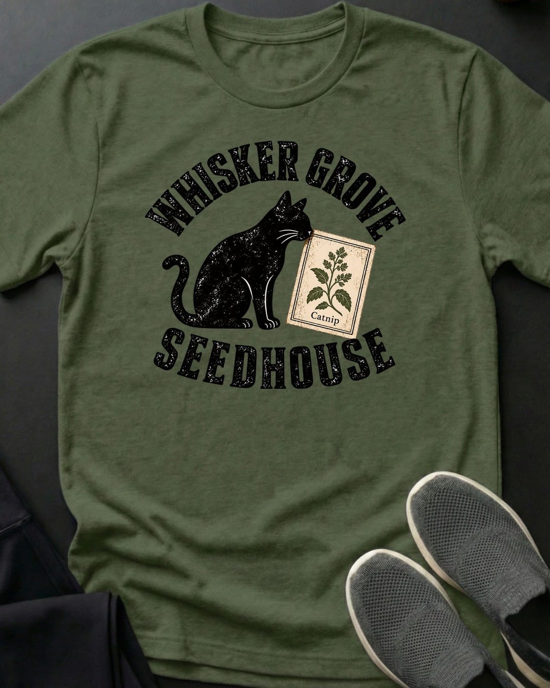 Whisker Grove Tee in Military Green