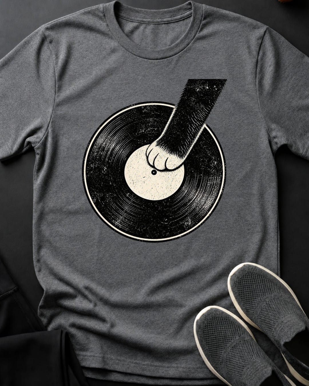 Record Paw Tee in Graphite Heather