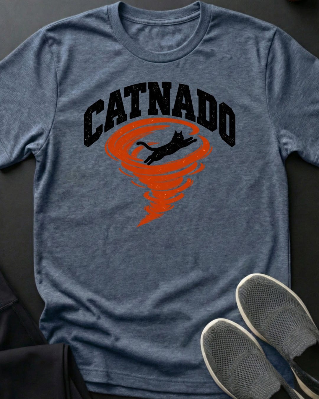 Catnado Tee in Heather Indigo
