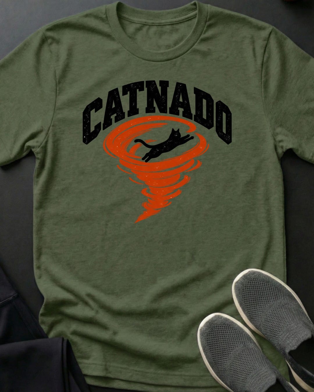 Catnado Tee in Military Green