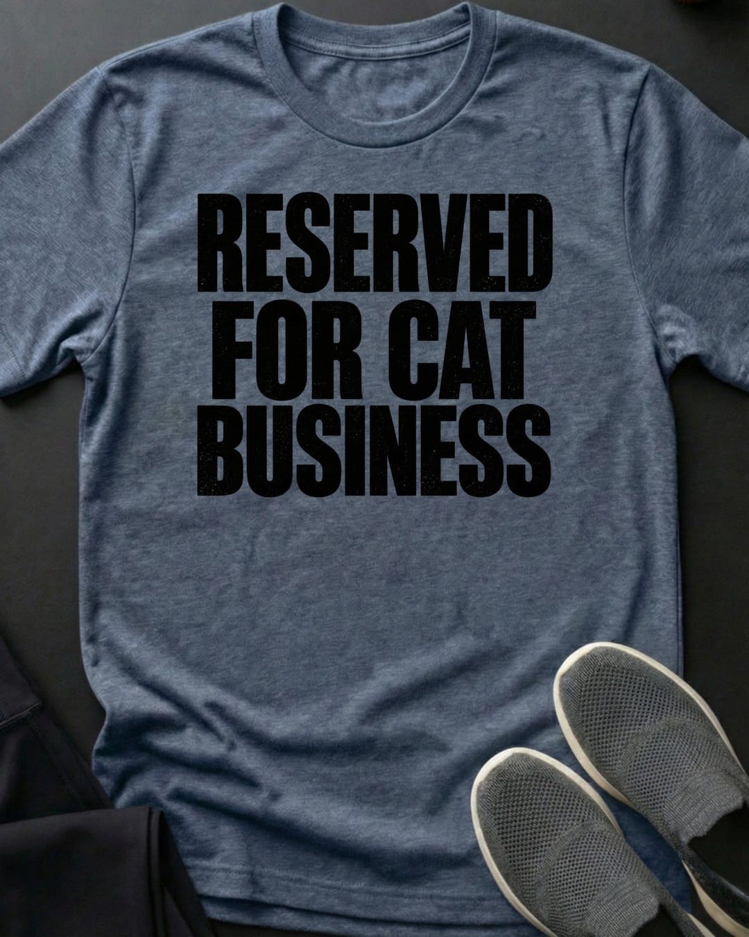 Cat Business Tee in Heather Indigo