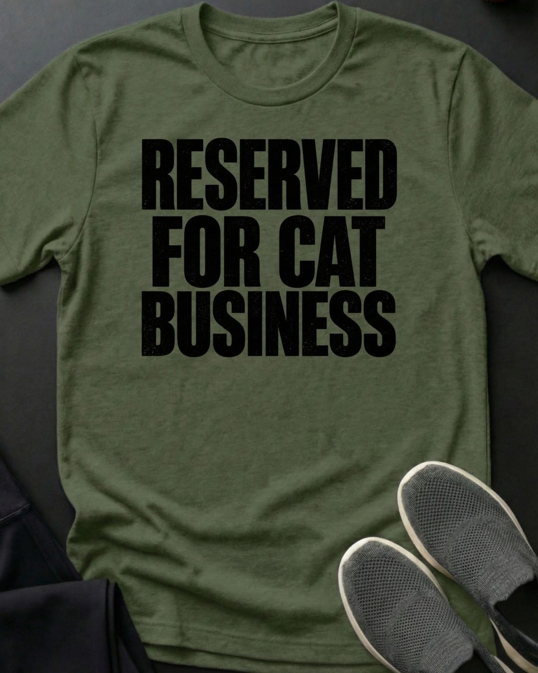 Cat Business Tee in Military Green