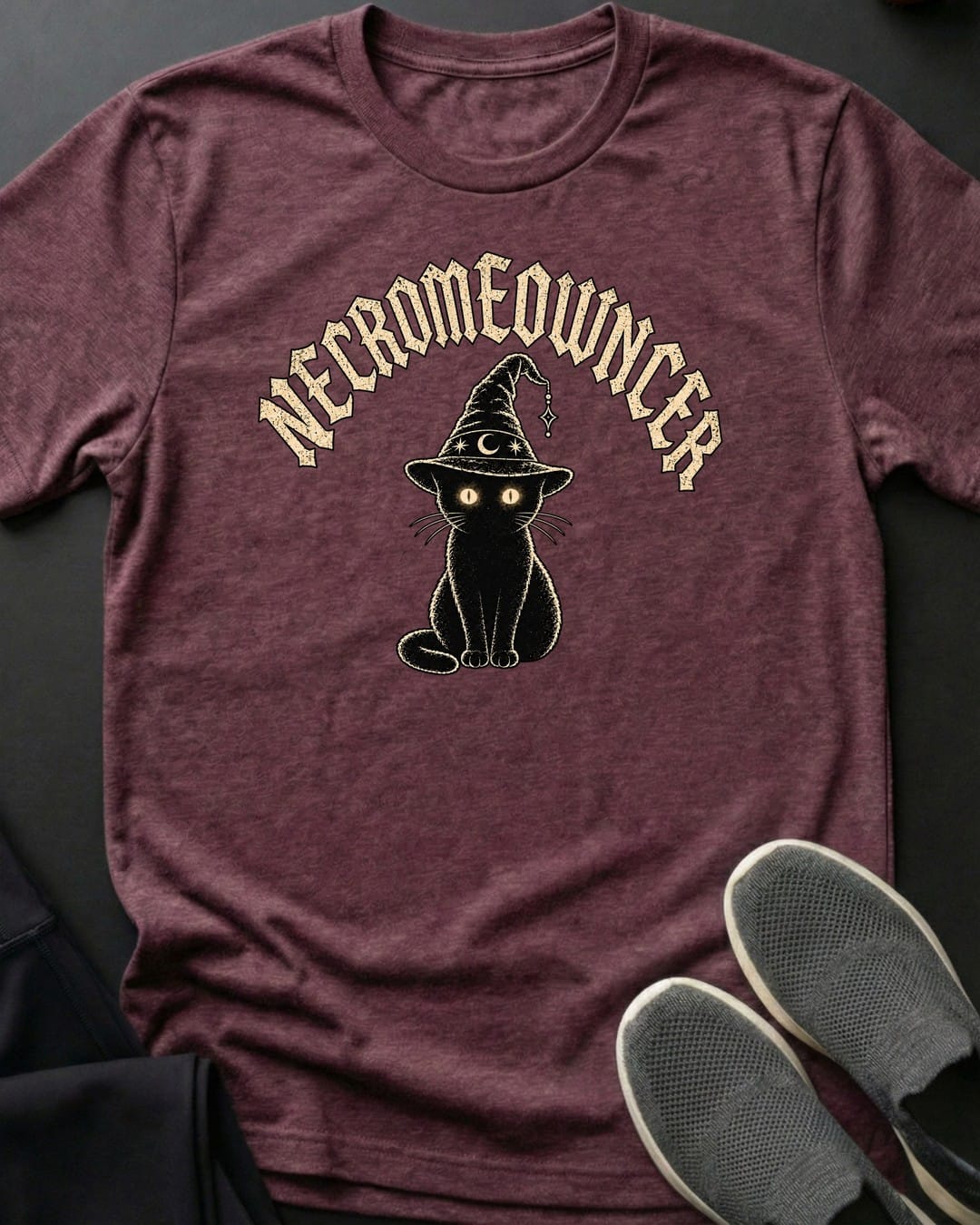 Necromeowncer Tee in Heather Maroon