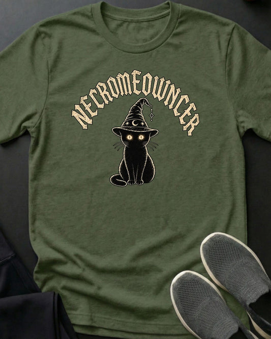 Necromeowncer Tee in Military Green