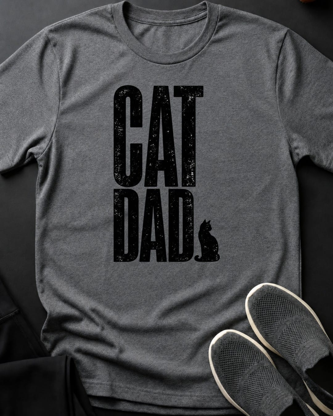 Black Cat Dad Tee in Graphite Heather