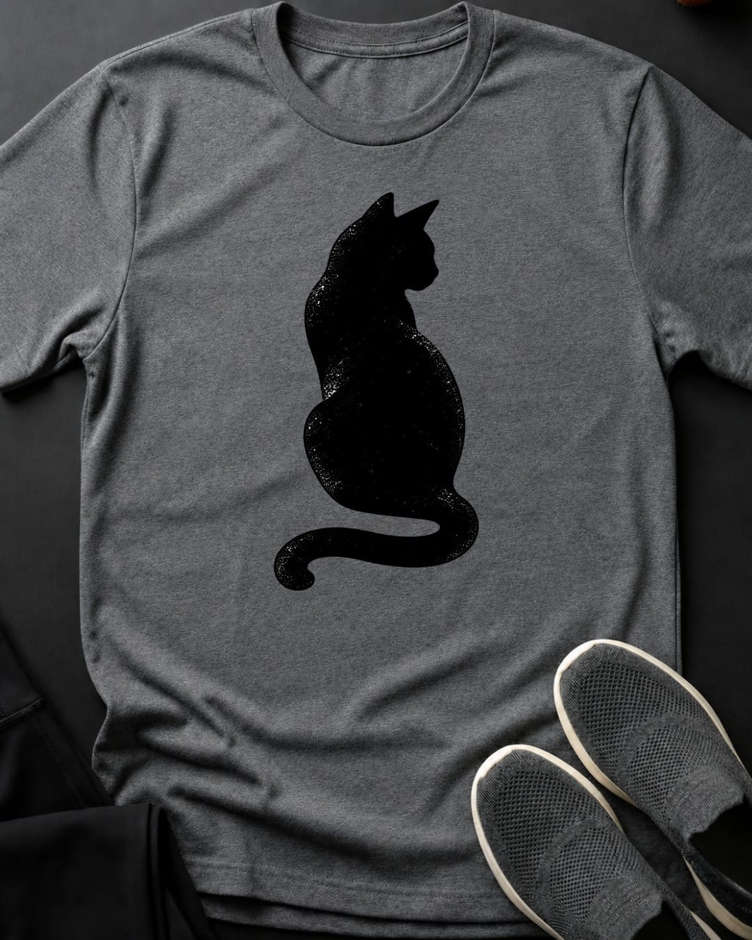 Sitting Cat Tee in Graphite Heather