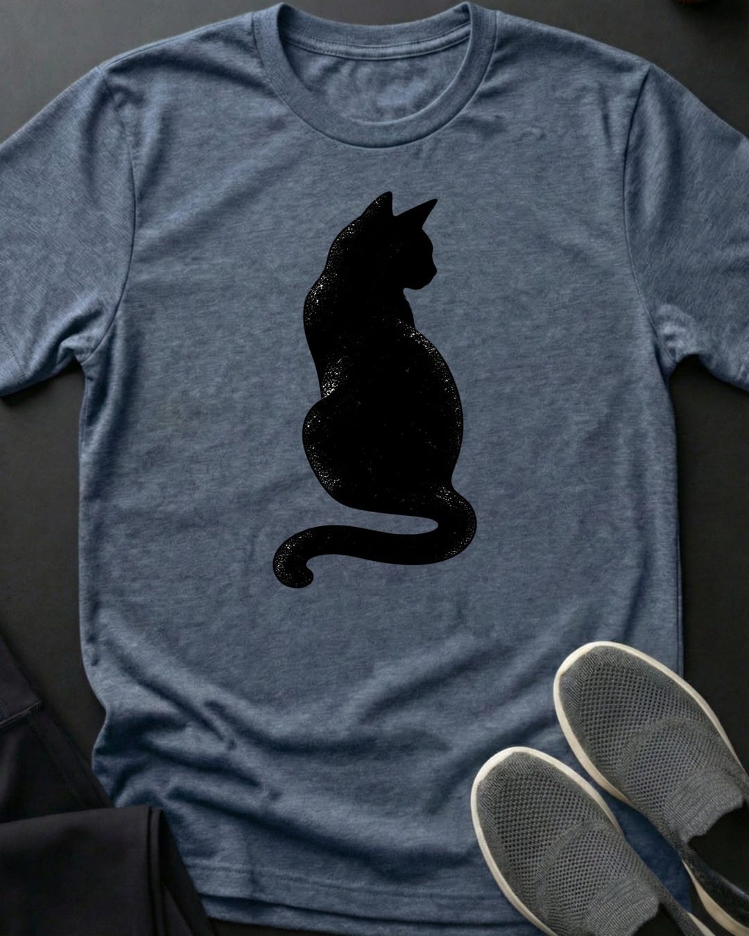 Sitting Cat Tee in Heather Indigo