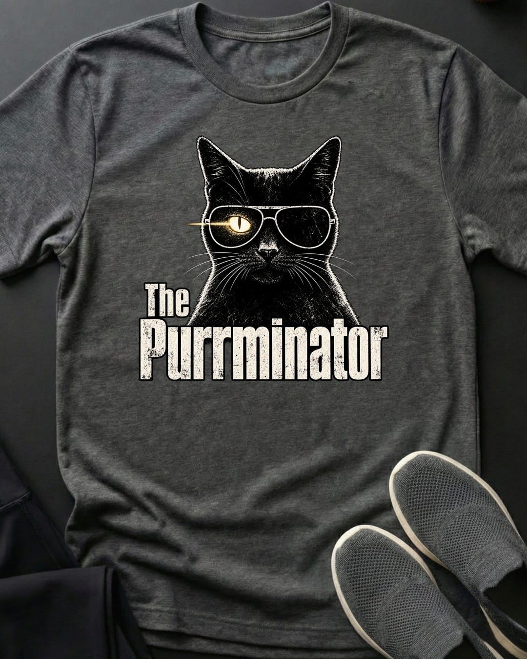 The Purrminator Tee in Dark Heather