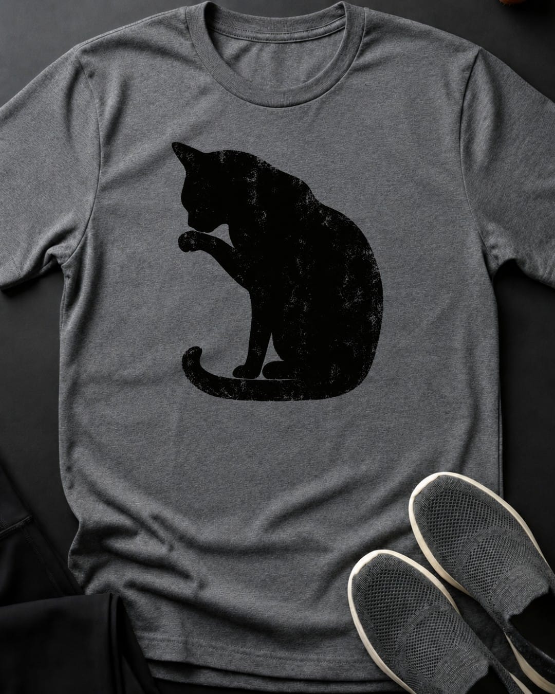 Grooming Cat Tee in Graphite Heather