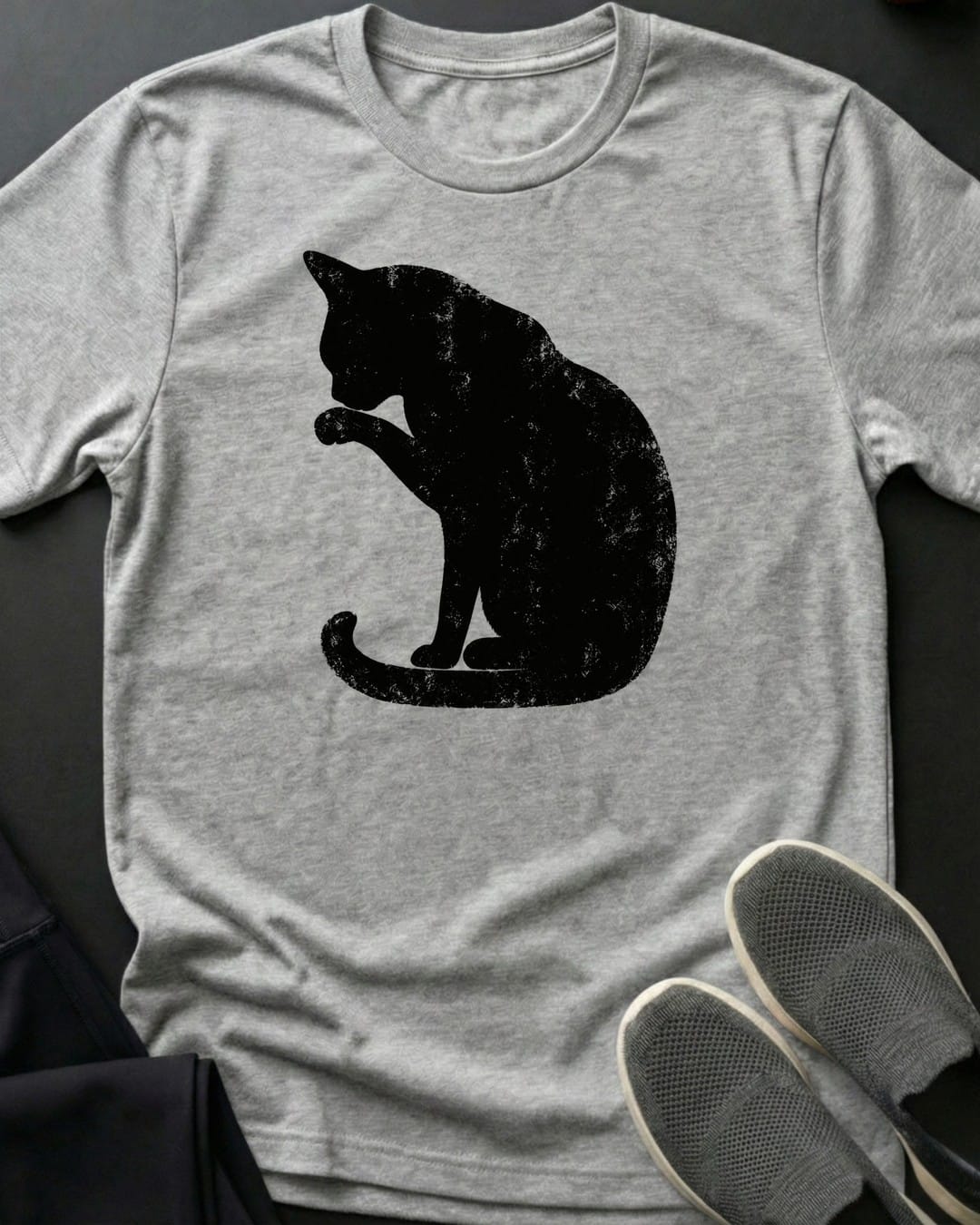 Grooming Cat Tee in Sport Grey