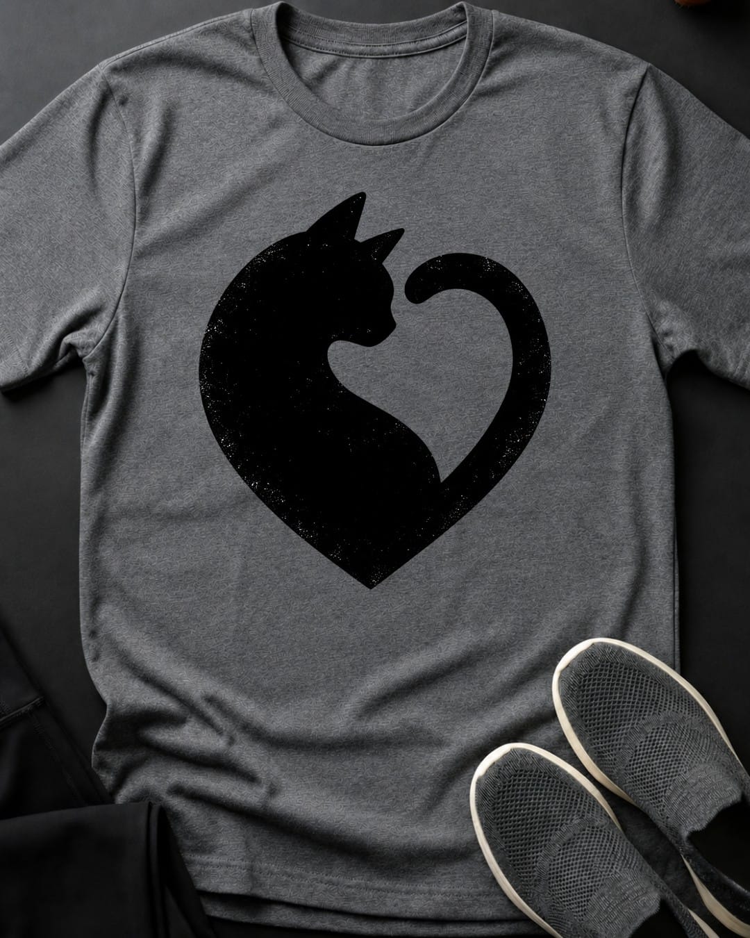 Cat Heart Tee in Graphite Heather