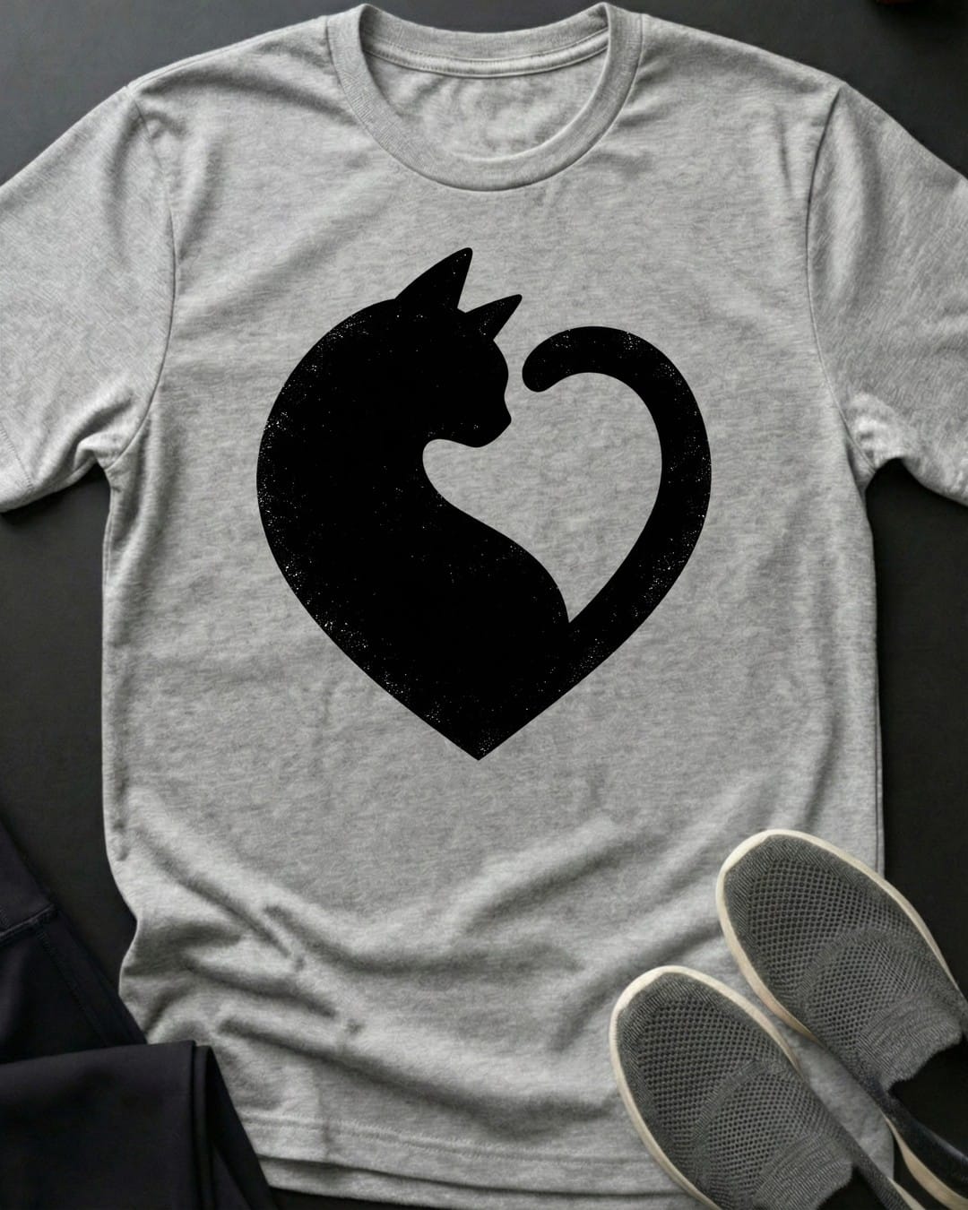 Cat Heart Tee in Sport Grey