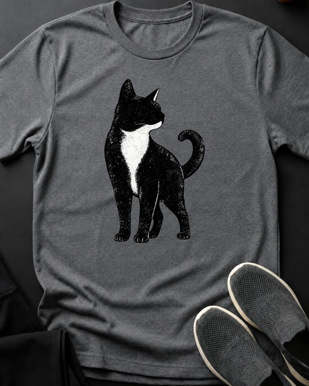 Tuxedo Cat Tee in Graphite Heather