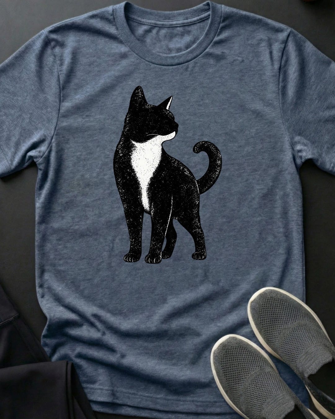 Tuxedo Cat Tee in Heather Indigo